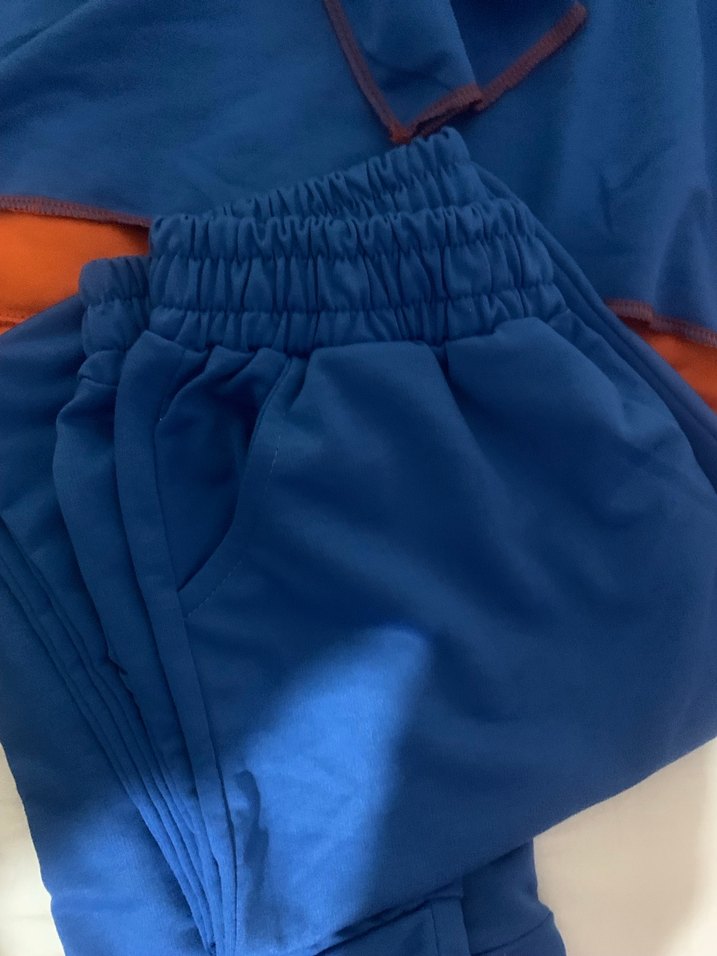 Tesettür Mavi Kapüşonlu Fermuarlı Polar Sweatshirt takım 2 Li - Görsel 4