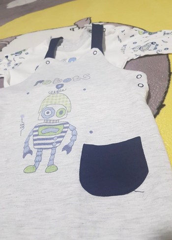 Diğer Gri Baskılı Erkek Bebek tişörtlü tulum 12-18 ay