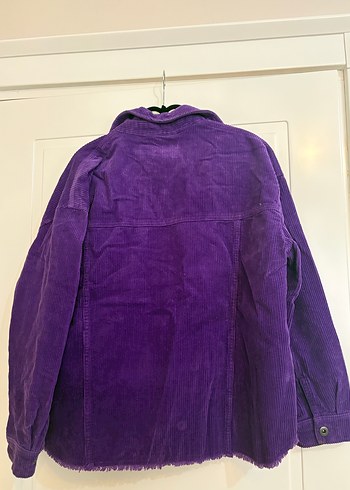 Mor Düğmeli  Kadife Kadın Ceket - Görsel 3