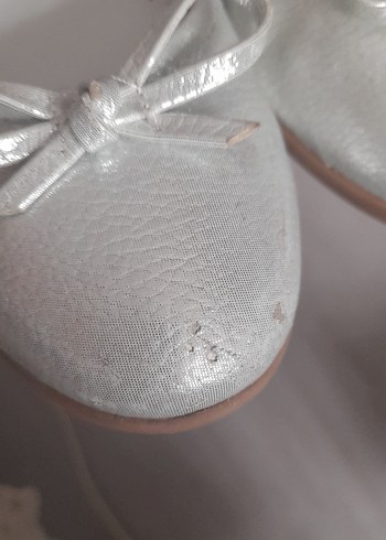 Kız Çocuk Gümüş Babet Ayakkabı Fiyonk Detaylı - Görsel 3