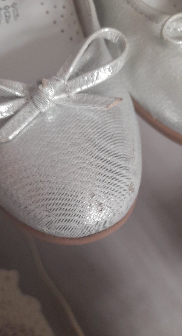 Kız Çocuk Gümüş Babet Ayakkabı Fiyonk Detaylı - Görsel 3