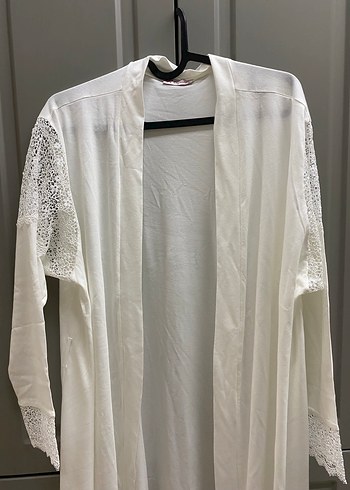 Uzun Beyaz Bohem Kadın Sabahlık - Görsel 4