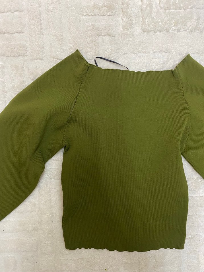 Kahverengi Boğazlı, Kemerli Kadın Bluz - Görsel 2