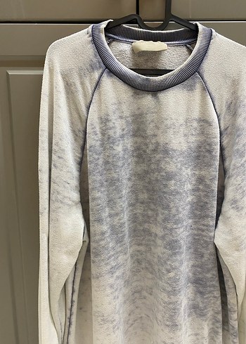 Gri Bağlama Desenli Uzun Kollu Triko Sweatshirt - Görsel 4