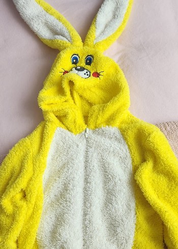 Sarı Kürklü Kapüşonlu Çocuk Kostümü astronot tulum - Görsel 2