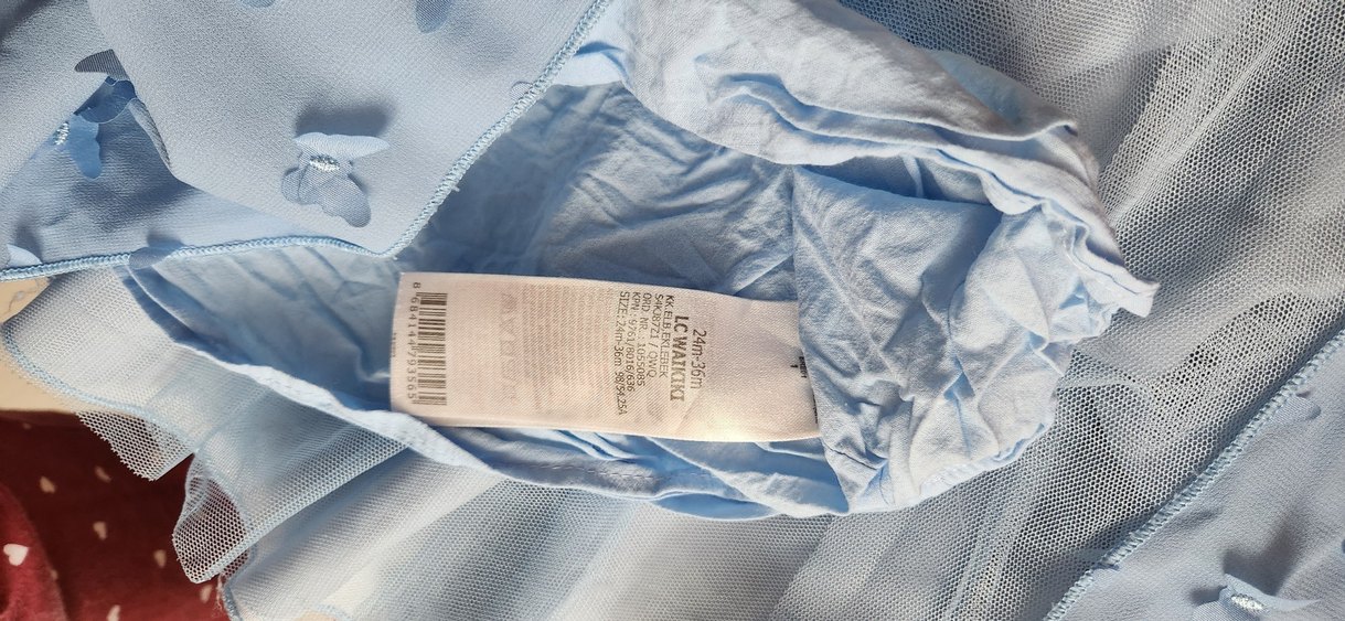 Mavi Nakışlı kelebek desenli Kız Çocuk Elbisesi - Görsel 3