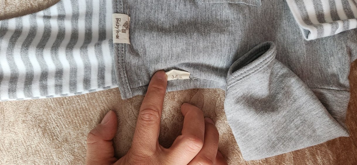 Uzun Kollu Gri Bebek Takımı Panda Detaylı - Görsel 2