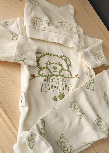 Beyaz Baskılı Bebek Erkek Takımı - Görsel 2