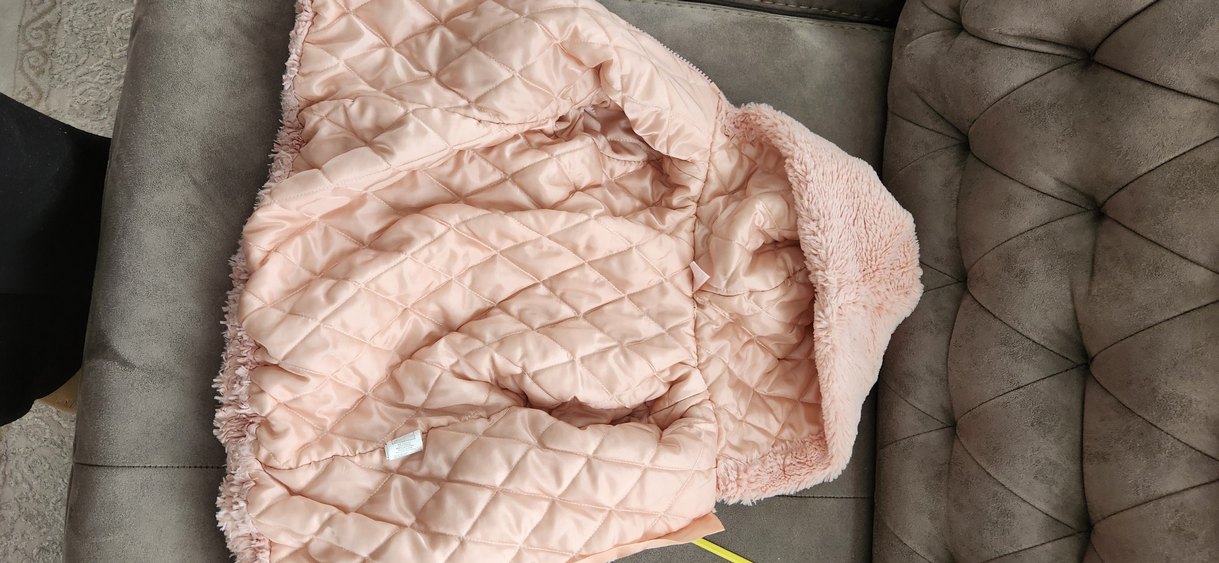Pembe Kapüşonlu Peluş Kız Çocuk Mont - Görsel 4