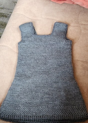 Kız Çocuk Gri Örgü Kolsuz Elbise hello kitty desenli - Görsel 2