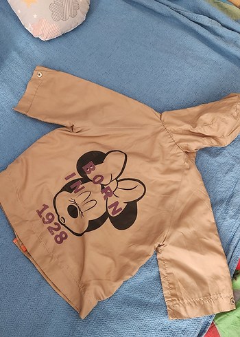 Kız Çocuk Kapüşonlu Baskılı Kahverengi Ceket - Görsel 2