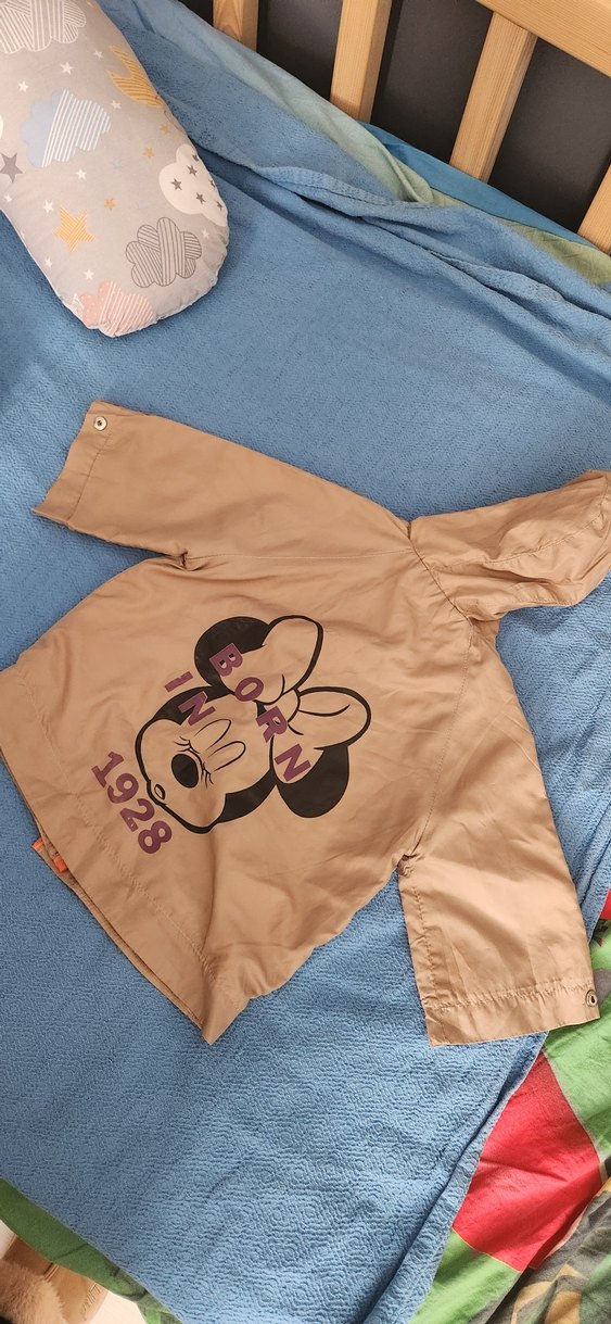 Kız Çocuk Kapüşonlu Baskılı Kahverengi Ceket - Görsel 2