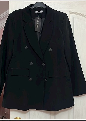 Siyah Kadın Düğmeli Ofis Blazer Ceket - Görsel 2