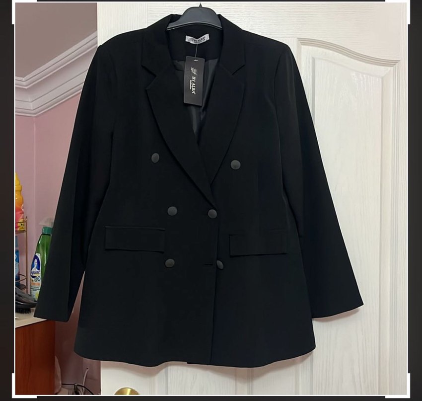 Siyah Kadın Düğmeli Ofis Blazer Ceket - Görsel 2