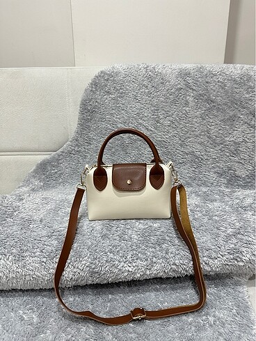 Longchamp Beyaz-Kahve Mini Kadın Çanta