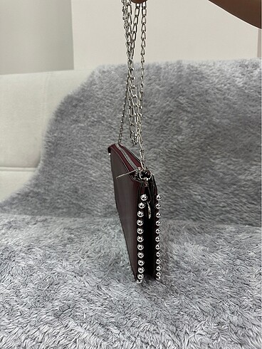  Beden Stradivarius Bordo Boncuklu Mini Çanta