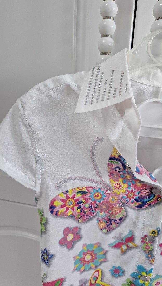 kiz çocuk kısa kollu bağlamalı gömlek - Görsel 3