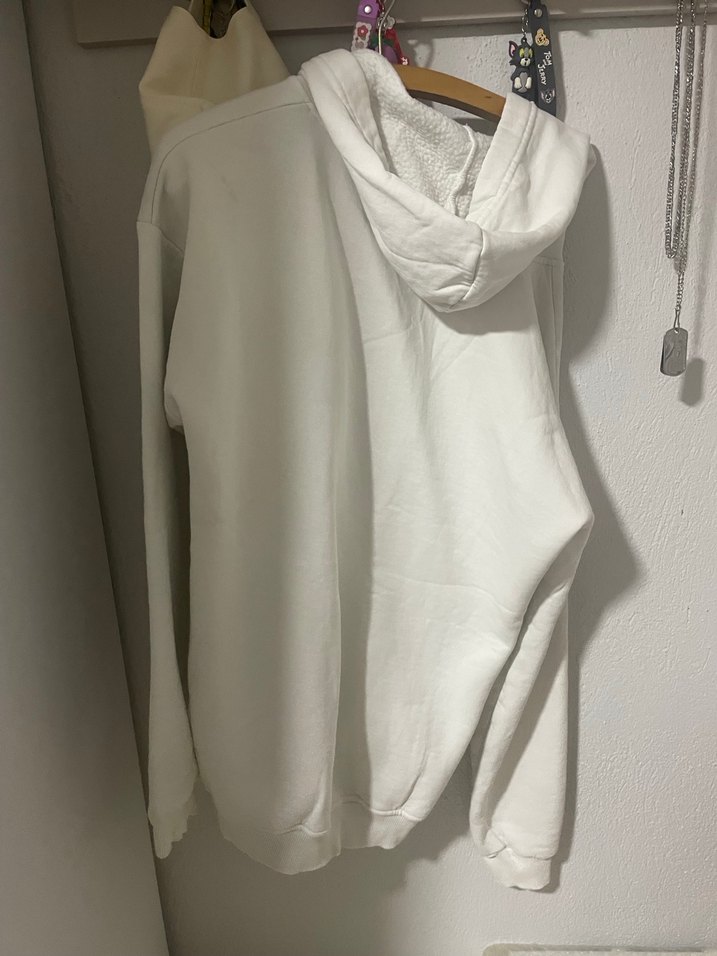 Baskılı Beyaz Kadın Sweatshirt Kapüşonlu - Görsel 2