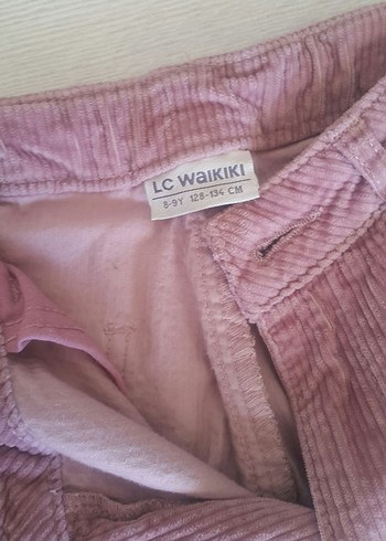 Düğmeli Pembe Kadife Kız Pantolonu - Görsel 5