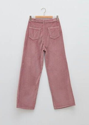 Düğmeli Pembe Kadife Kız Pantolonu - Görsel 2