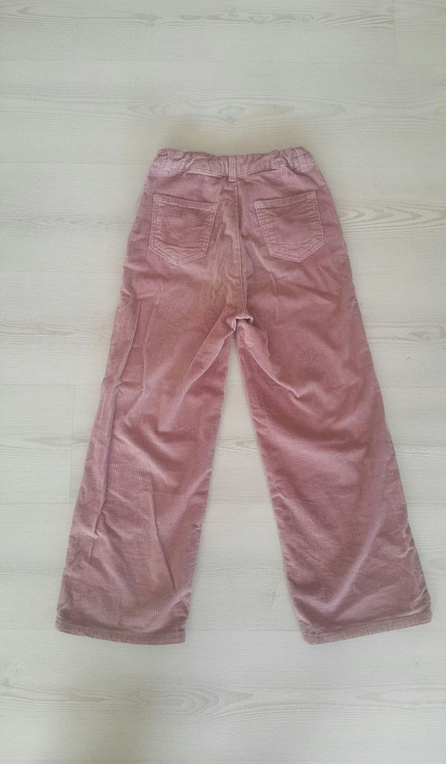 Düğmeli Pembe Kadife Kız Pantolonu - Görsel 4