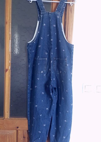 Kızlar için düğmeli bol kesim kot tulum - Görsel 8