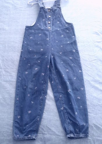 Kızlar için düğmeli bol kesim kot tulum - Görsel 5