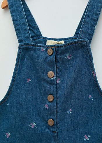 Kızlar için düğmeli bol kesim kot tulum - Görsel 3