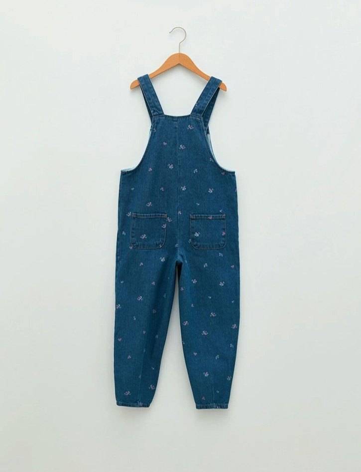 Kızlar için düğmeli bol kesim kot tulum - Görsel 2