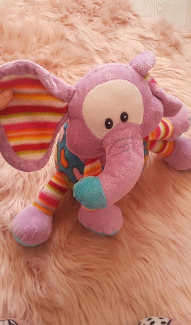 Renkli Desenli Fil Peluş Oyuncak - Görsel 3