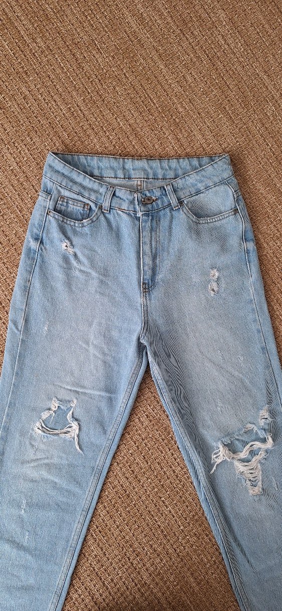 Kadın Pastel Mavi Bol Kesim Midi Denim Pantolon - Görsel 3