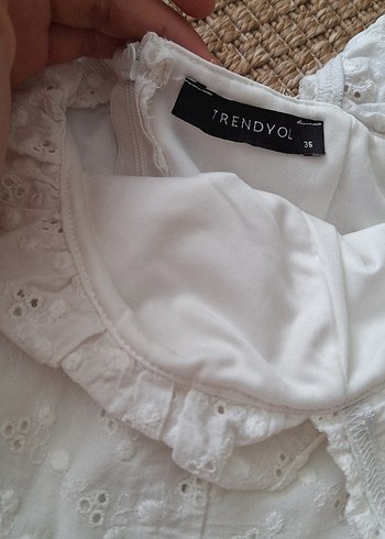 Nakışlı Beyaz Keten Fırfırlı Bohem Elbise - Görsel 6