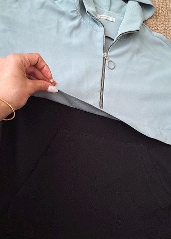 Kadın Kapüşonlu Renk Bloklu Sweatshirt - Görsel 5