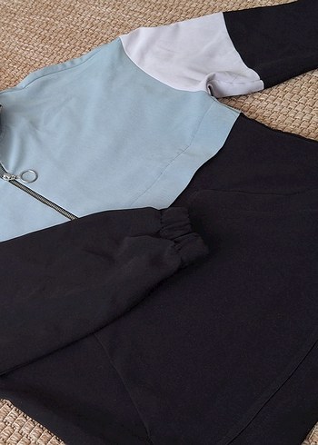 Kadın Kapüşonlu Renk Bloklu Sweatshirt - Görsel 4