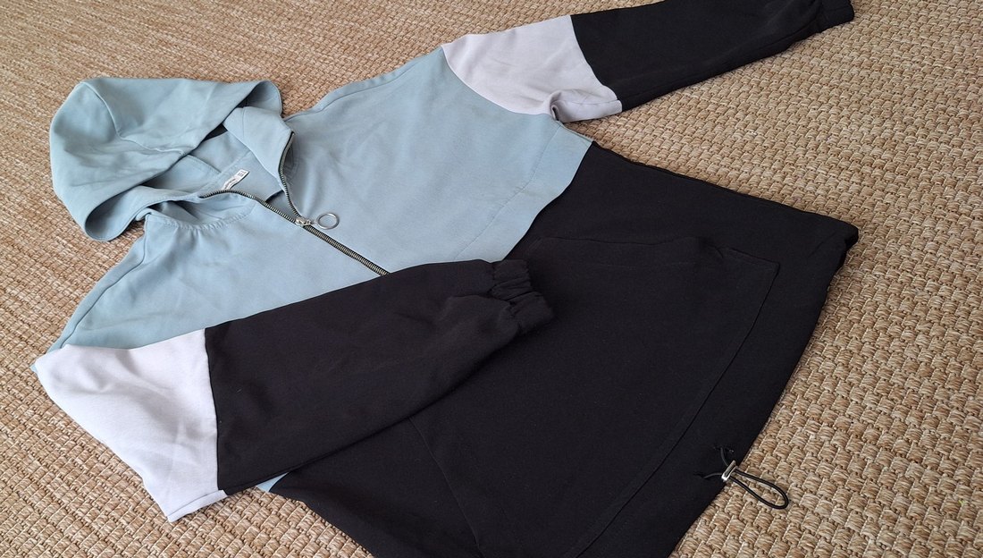 Kadın Kapüşonlu Renk Bloklu Sweatshirt - Görsel 4