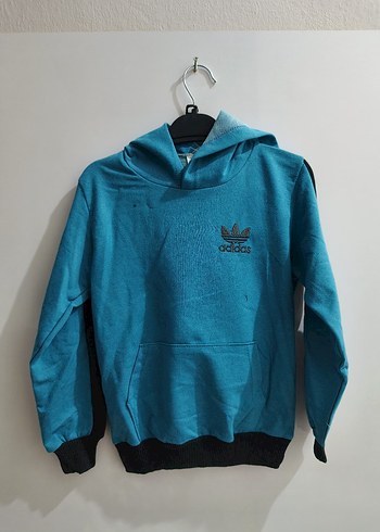 Erkek Mavi Kapüşonlu Sweatshirt