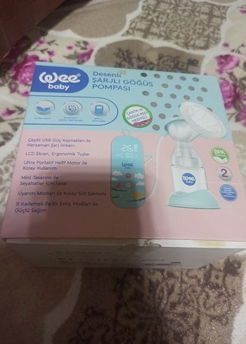 Wee Baby Desenli Şarjlı Göğüs Pompası Mavi - Görsel 9
