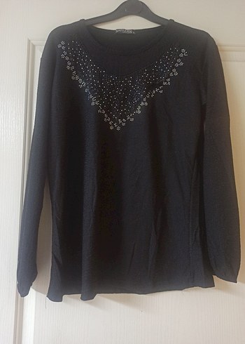 Nakışlı Siyah Triko Kadın Bluz - Görsel 2