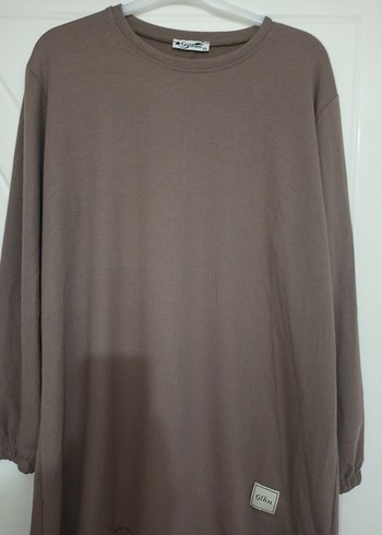 Bej Uzun Kollu Keten Midi Tunik - Görsel 2