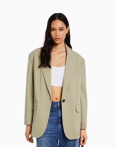 Bershka haki maskülen blazer