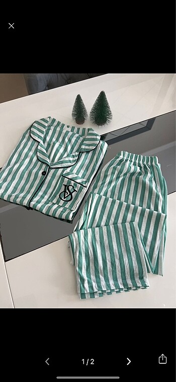 Victoria s Secret Kısa kol uzun pijama önden düğmeli victoria secret