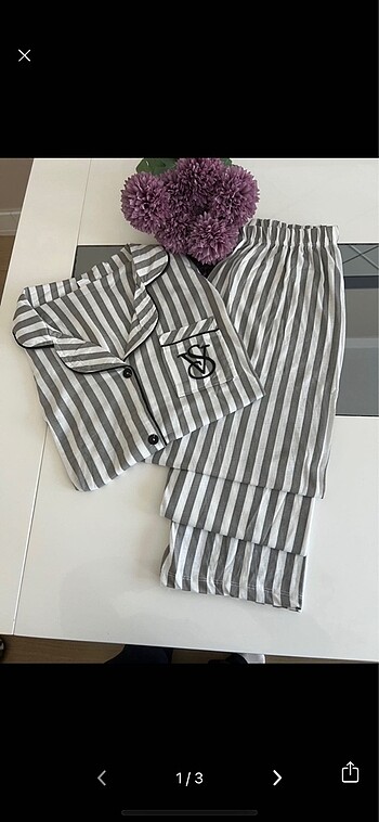 l Beden Kısa kol uzun pijama önden düğmeli victoria secret