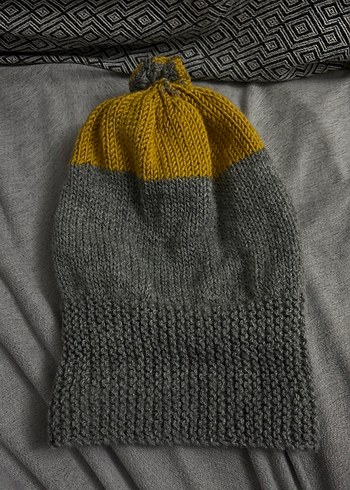 Gri ve Hardal Renkli Örgü Kadın Bere Ve Eldiven - Görsel 5
