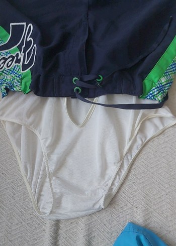 Erkek Mavi Belden Bağlamalı Mini Şort - Görsel 6