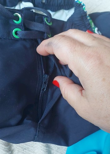 Erkek Mavi Belden Bağlamalı Mini Şort - Görsel 10