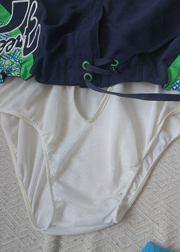 Erkek Mavi Belden Bağlamalı Mini Şort - Görsel 5