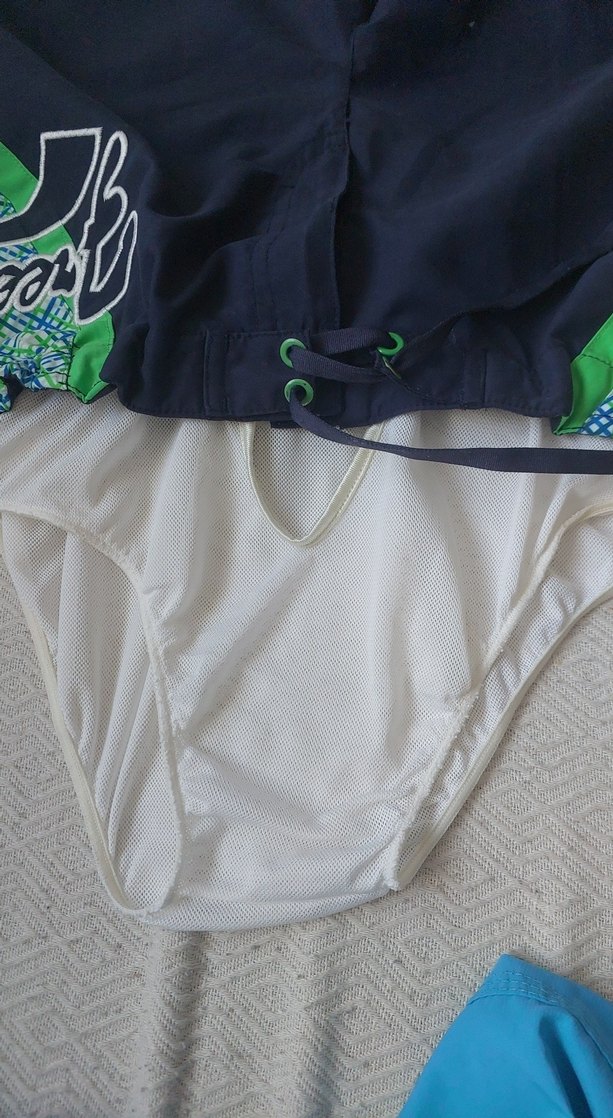 Erkek Mavi Belden Bağlamalı Mini Şort - Görsel 5