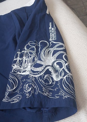 Lacivert Baskılı Erkek Midi Deniz Şortu - Görsel 11