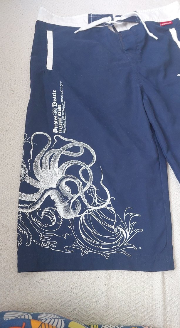 Lacivert Baskılı Erkek Midi Deniz Şortu - Görsel 3