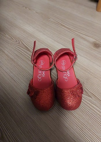 Kız Çocuk Kırmızı Simli Babet Ayakkabı - Görsel 3